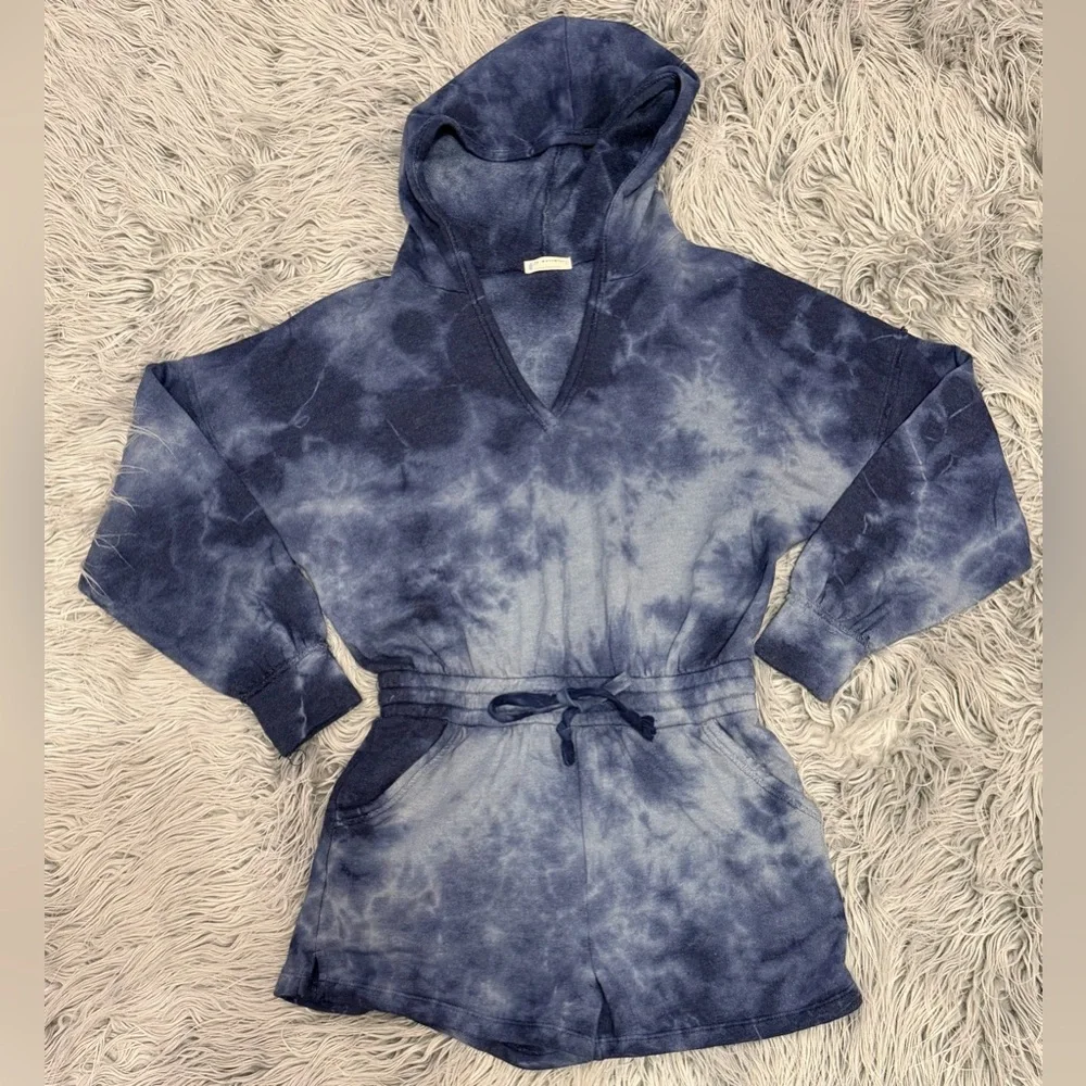 FREE PEOPLE FP Movement Favorite Washed Collection Tie Dye Hooded Romper S/M